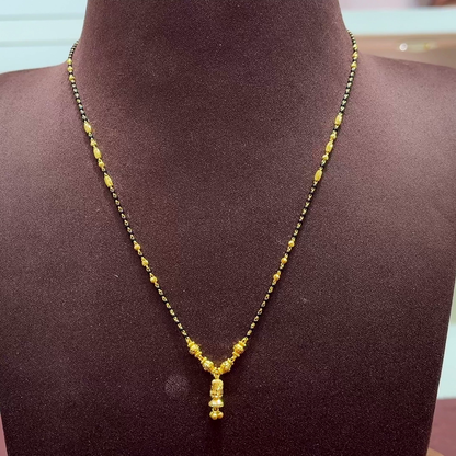 SwarnaKanchi 5.483gms SHORT BLACK BEADS 22K Yellow Gold