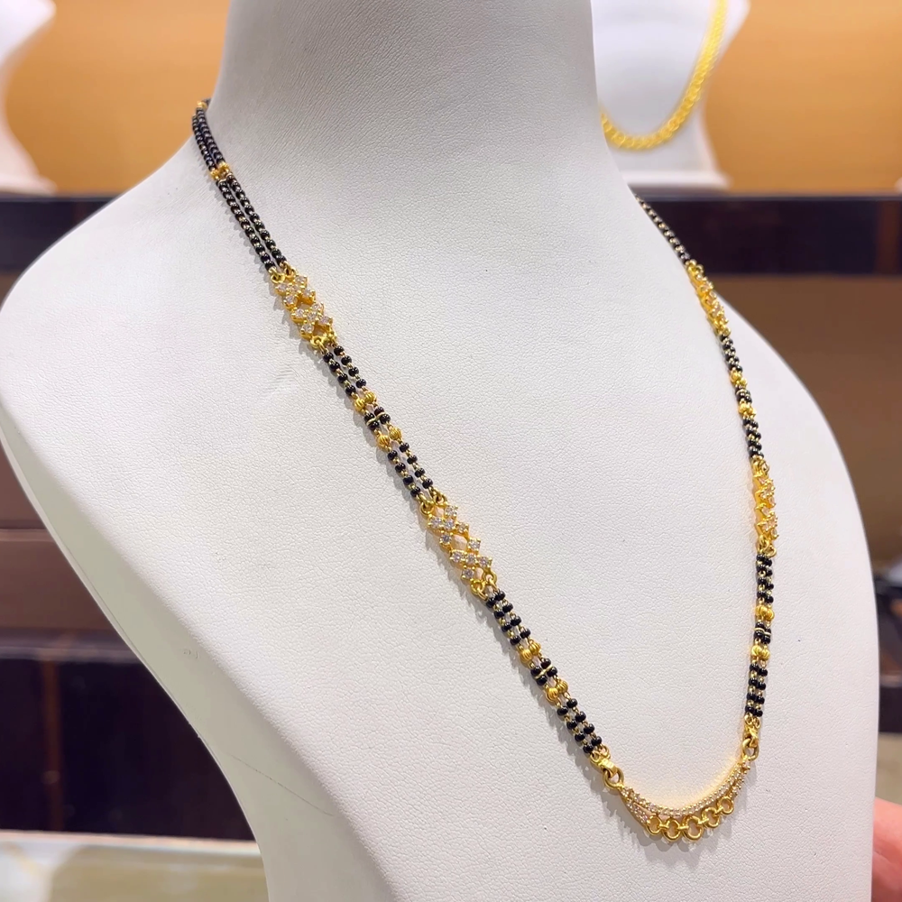 CHANDANA Brothers 12.97gms SHORT BLACK BEADS 22K Yellow Gold