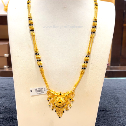 CHANDANA Brothers 41.393gms Long Black Beads 22K Yellow Gold