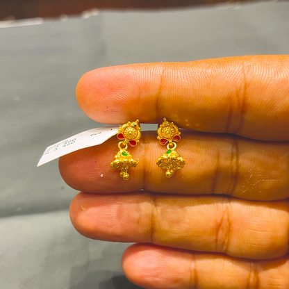 SOUTH INDIA 3.46gms EARRINGS 22K Yellow Gold