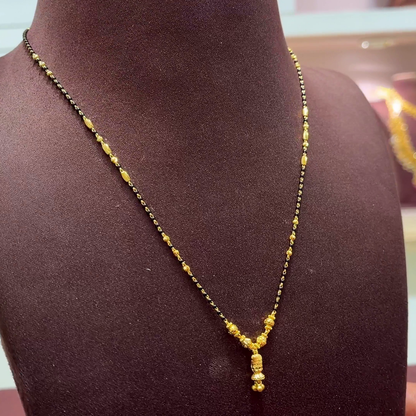 SwarnaKanchi 5.483gms SHORT BLACK BEADS 22K Yellow Gold