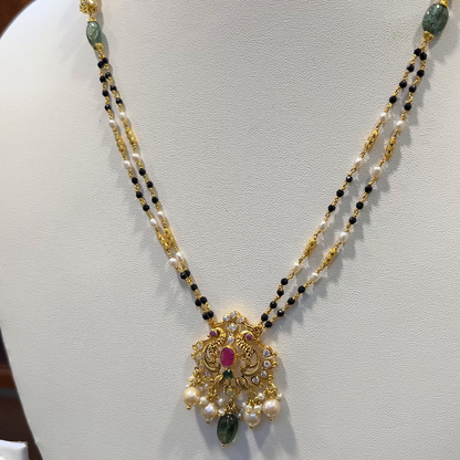 SRI RAM 15.257gms SHORT BLACK BEADS 22K Nakshi