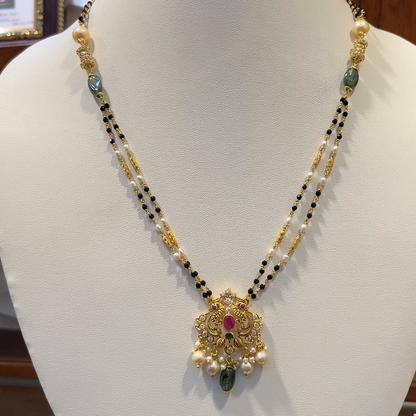 SRI RAM 15.257gms SHORT BLACK BEADS 22K Nakshi