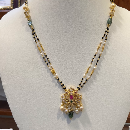 SRI RAM 15.257gms SHORT BLACK BEADS 22K Nakshi