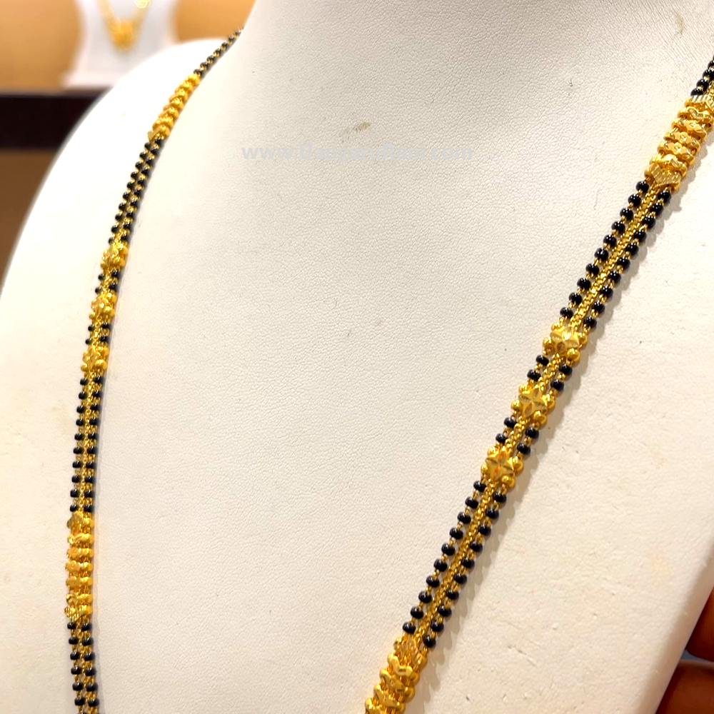 CHANDANA Brothers 30.222gms Long Black Beads 22K Yellow Gold