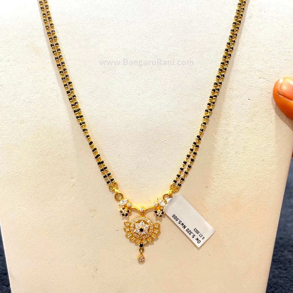 CHANDANA Brothers 21.58gms Long Black Beads 22K Yellow Gold