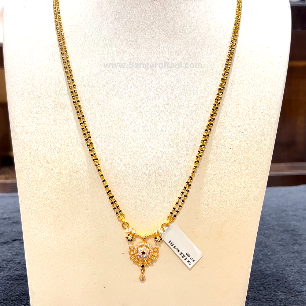 CHANDANA Brothers 21.58gms Long Black Beads 22K Yellow Gold