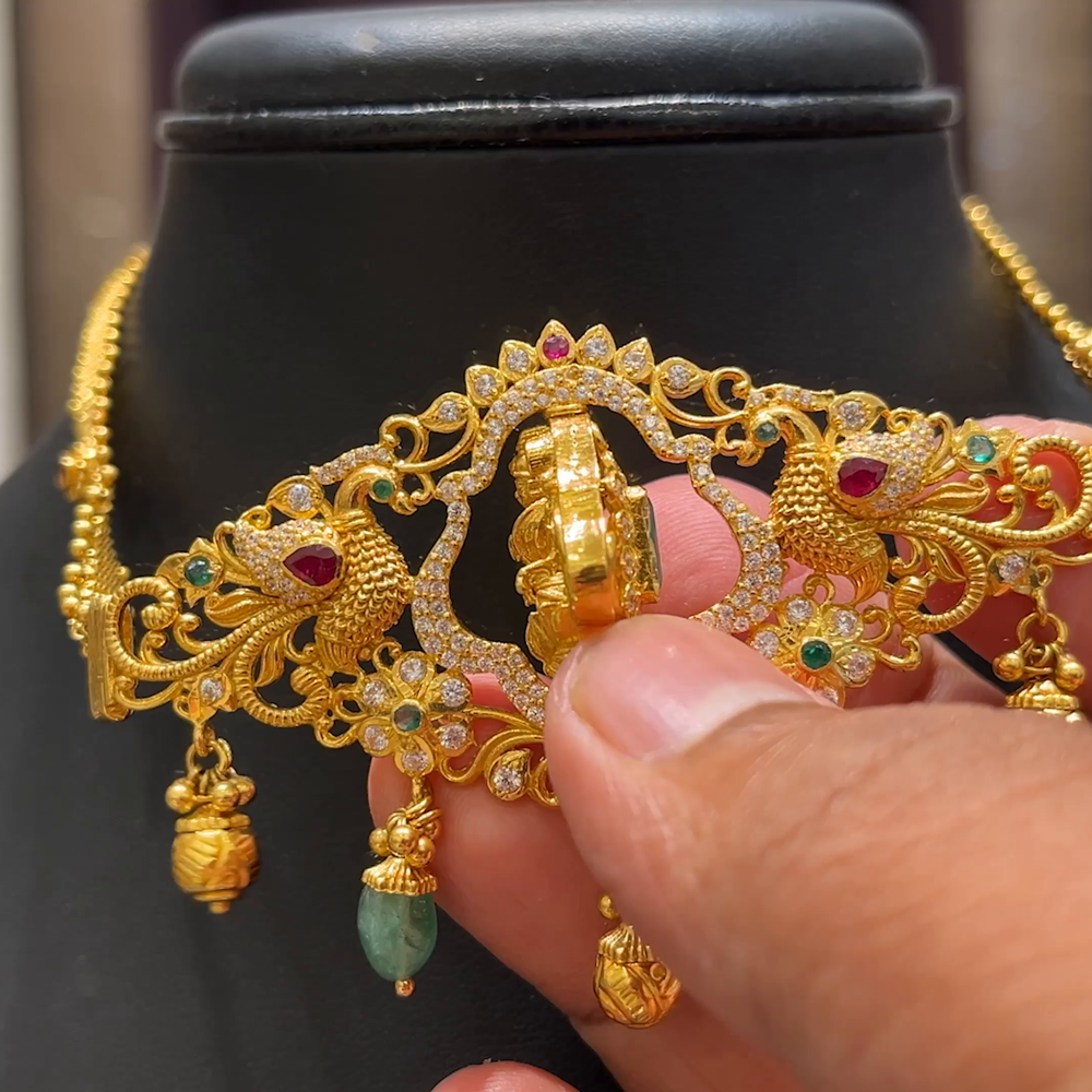 Gold Choker Models With Price 22K Gold Choker Necklaces -Indian