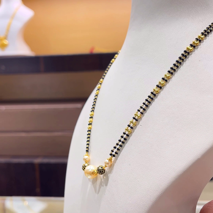 CHANDANA Brothers 8.71gms SHORT BLACK BEADS 22K Yellow Gold