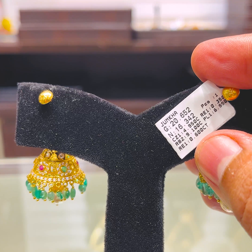 SOUTH INDIA 16.342gms EARRINGS 22K Yellow Gold