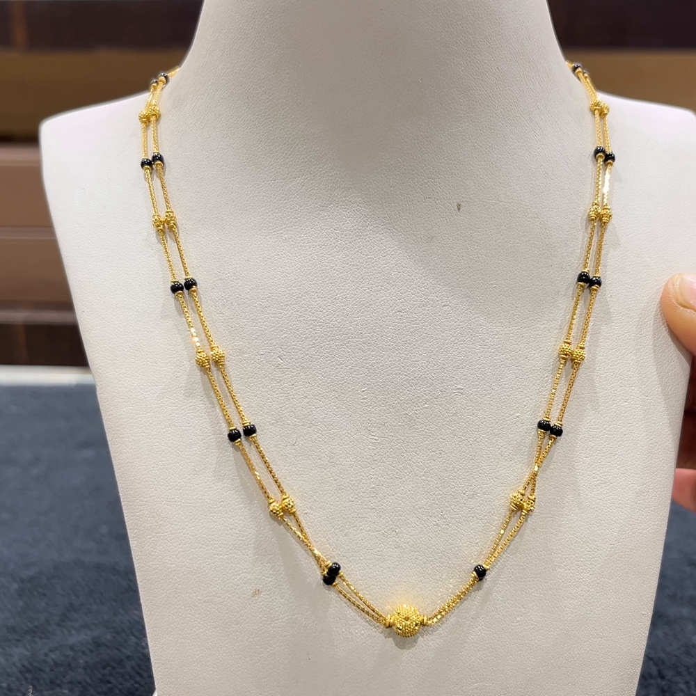 CHANDANA Brothers 9.02gms SHORT BLACK BEADS 22K Yellow Gold