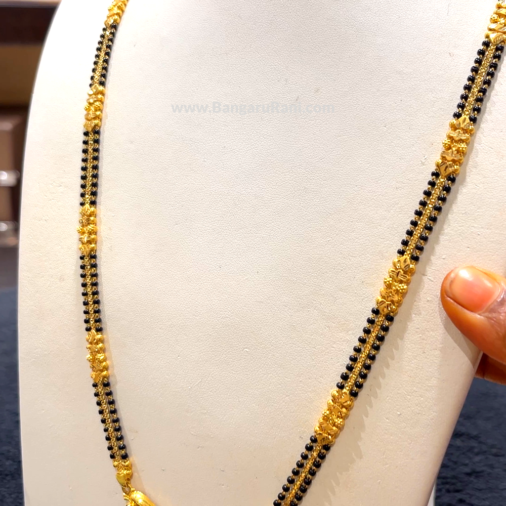 CHANDANA Brothers 28.23gms Long Black Beads 22K Yellow Gold