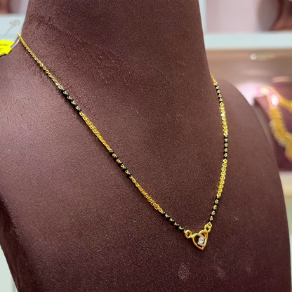 SwarnaKanchi 5.525gms SHORT BLACK BEADS 22K Yellow Gold