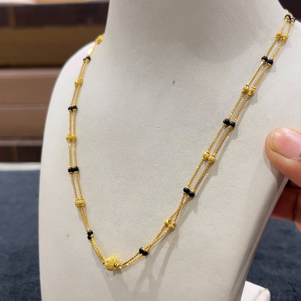 CHANDANA Brothers 9.02gms SHORT BLACK BEADS 22K Yellow Gold