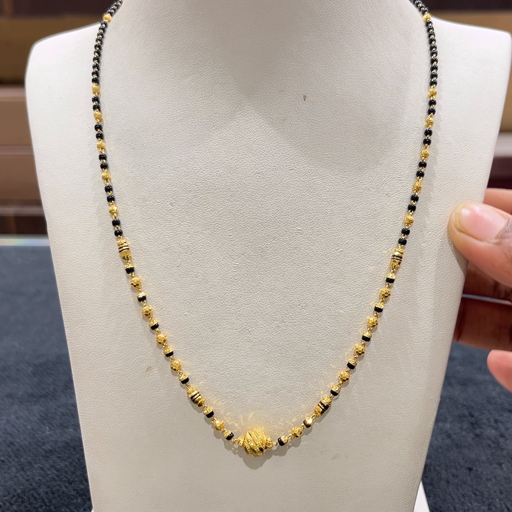 CHANDANA Brothers 7.27gms SHORT BLACK BEADS 22K Yellow Gold