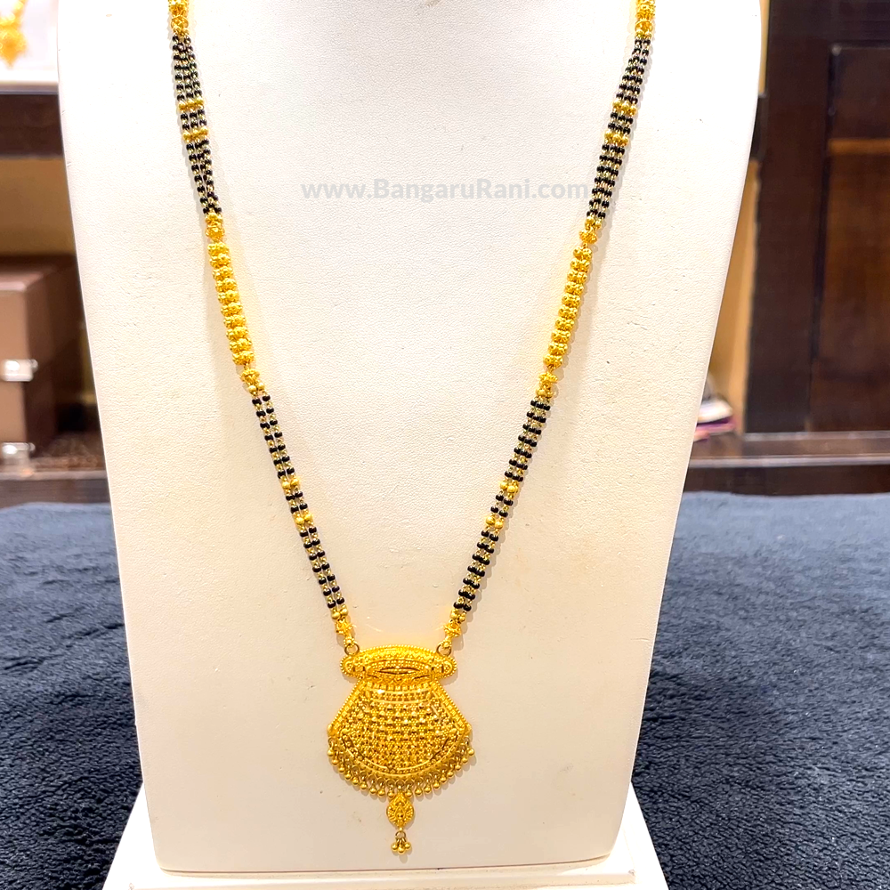 CHANDANA Brothers 34.83gms Long Black Beads 22K Yellow Gold