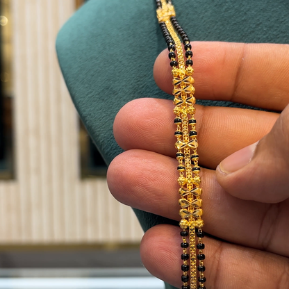 Kriya Jewellers 22.65gms Long Black Beads 22K Yellow Gold