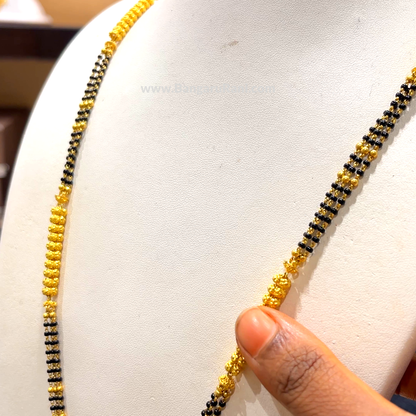 CHANDANA Brothers 34.83gms Long Black Beads 22K Yellow Gold