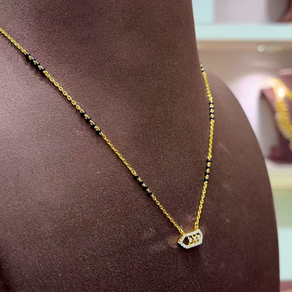 SwarnaKanchi 5.223gms SHORT BLACK BEADS 22K Yellow Gold