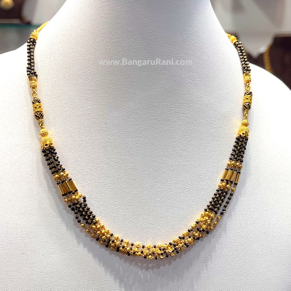 SRI RAM 17.596gms SHORT BLACK BEADS 22K Yellow Gold