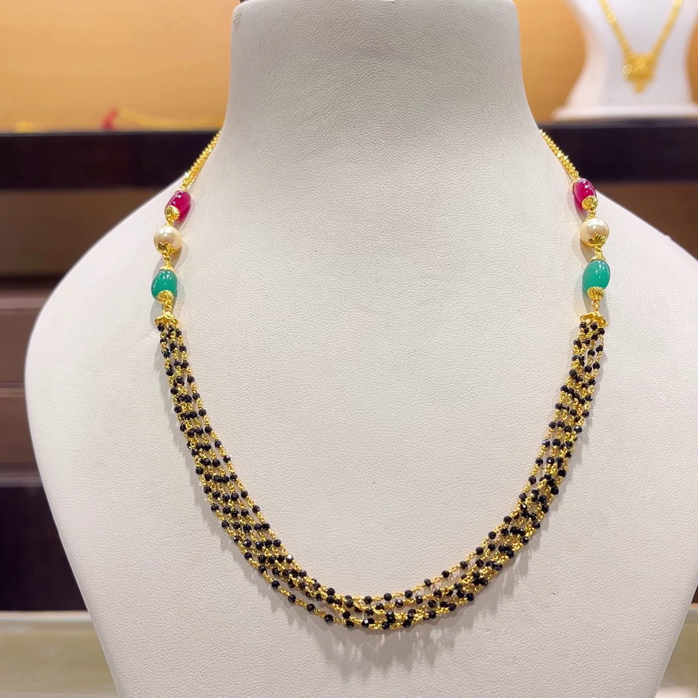 CHANDANA Brothers 10.965gms SHORT BLACK BEADS 22K Yellow Gold