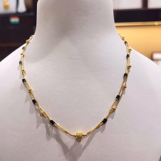 CHANDANA Brothers 8.9gms SHORT BLACK BEADS 22K Yellow Gold