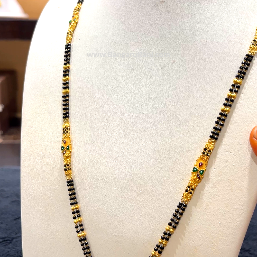 CHANDANA Brothers 26.126gms Long Black Beads 22K Yellow Gold