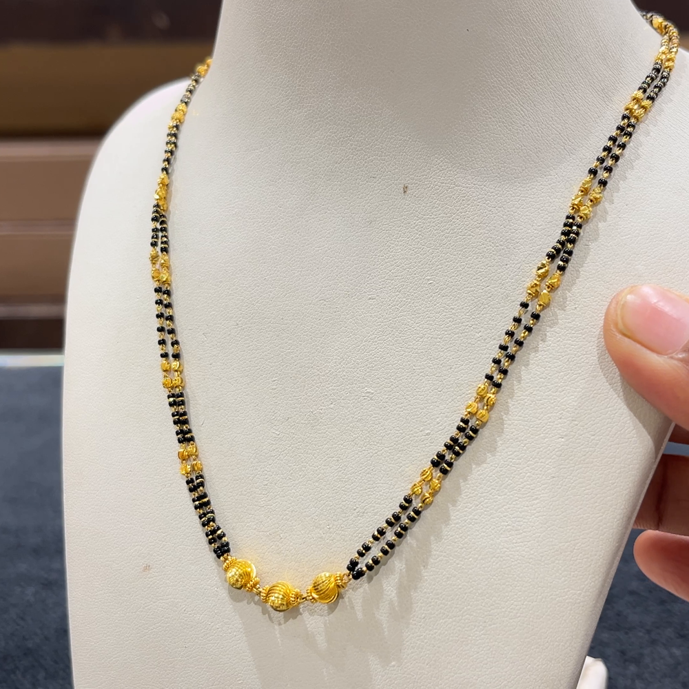 CHANDANA Brothers 9.33gms SHORT BLACK BEADS 22K Yellow Gold