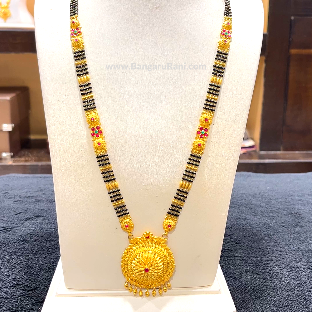 CHANDANA Brothers 39.44gms Long Black Beads 22K Yellow Gold