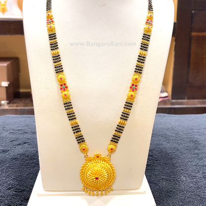 CHANDANA Brothers 39.44gms Long Black Beads 22K Yellow Gold