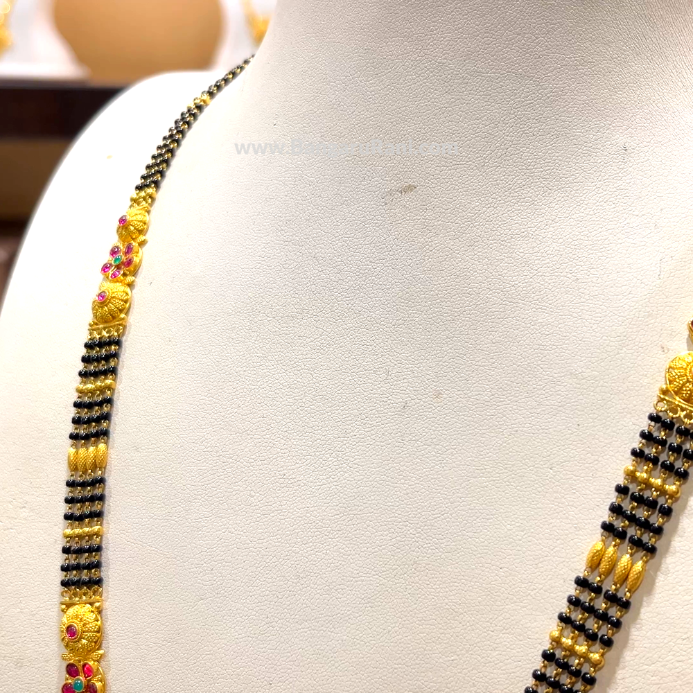 CHANDANA Brothers 39.44gms Long Black Beads 22K Yellow Gold