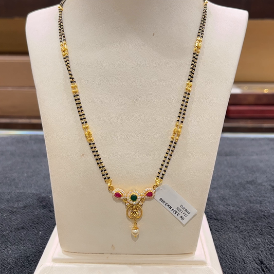 CHANDANA Brothers 9.406gms SHORT BLACK BEADS 22K Yellow Gold