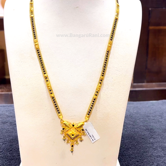 CHANDANA Brothers 30.076gms Long Black Beads 22K Yellow Gold