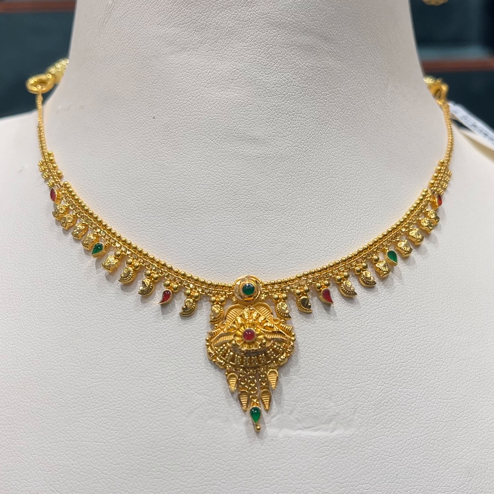 Simple Gold Gold Necklace Designs Latest Models CMR NECKLACE 22K