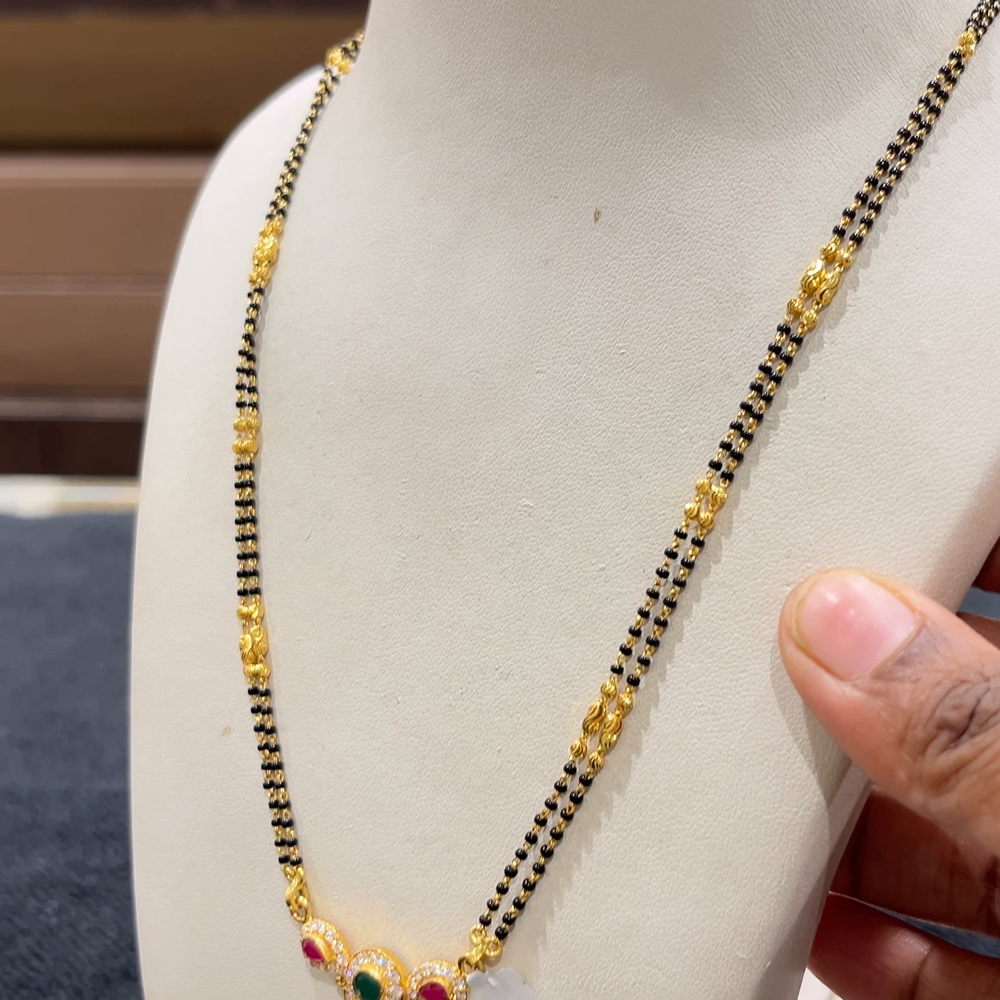 CHANDANA Brothers 9.406gms SHORT BLACK BEADS 22K Yellow Gold