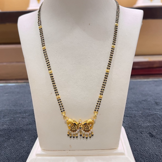 CHANDANA Brothers 8.73gms SHORT BLACK BEADS 22K Yellow Gold