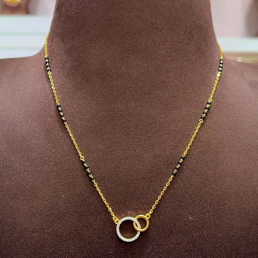 SwarnaKanchi 5.513gms SHORT BLACK BEADS 22K Yellow Gold