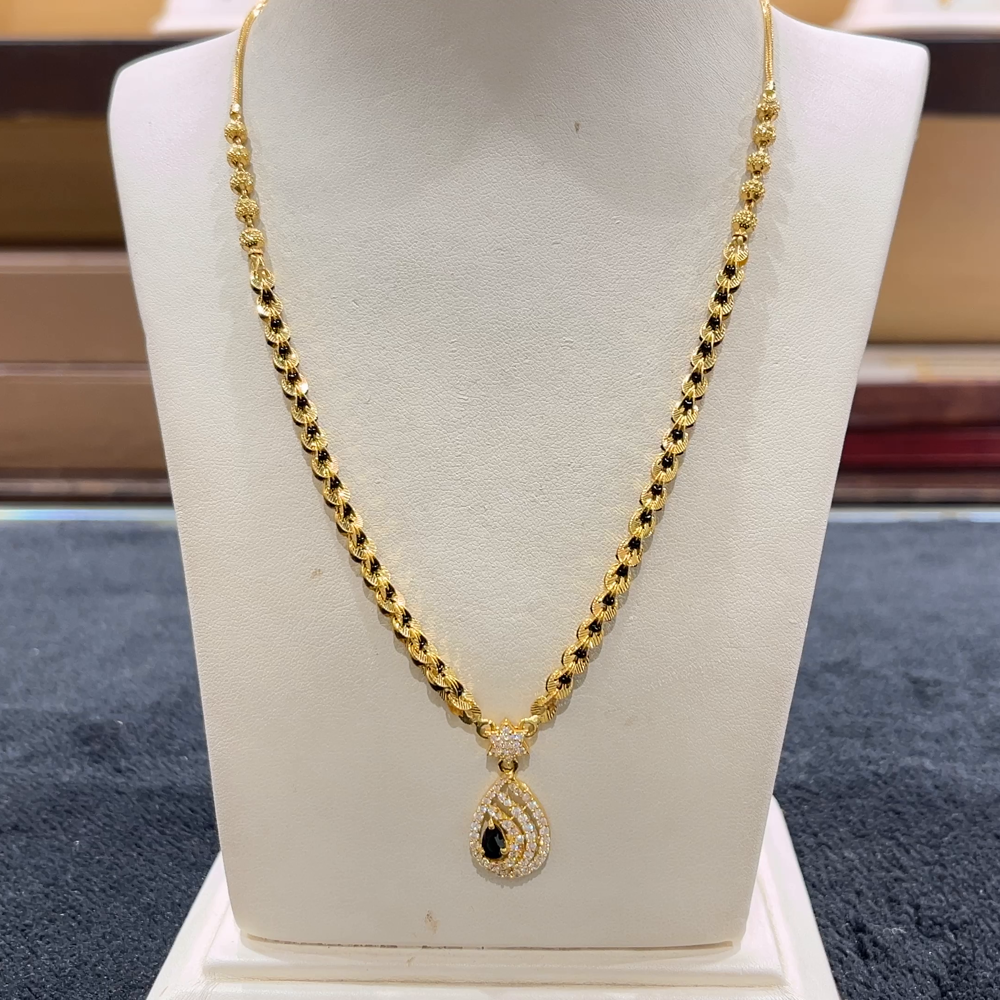 CHANDANA Brothers 13.23gms SHORT BLACK BEADS 22K Yellow Gold