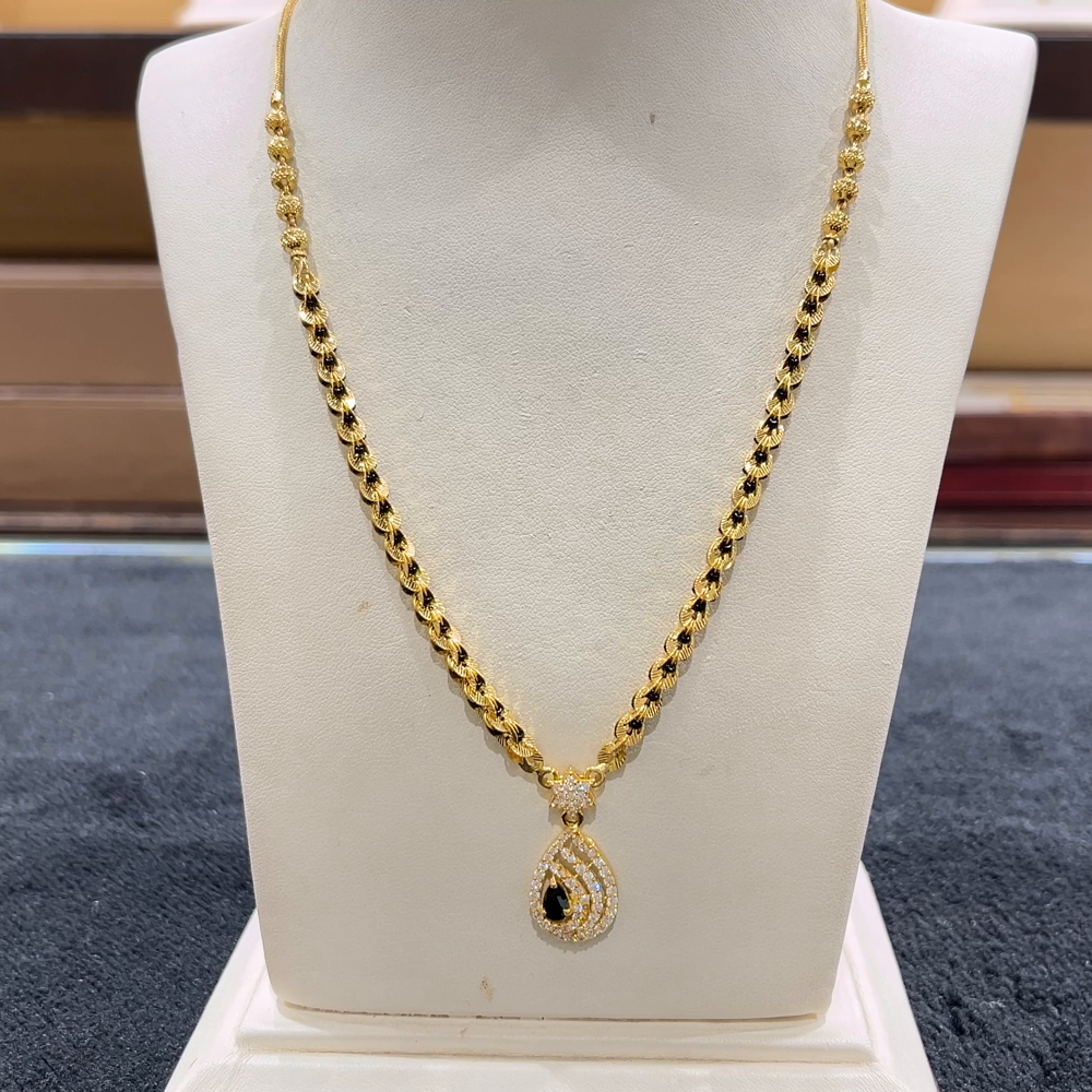 CHANDANA Brothers 13.23gms SHORT BLACK BEADS 22K Yellow Gold