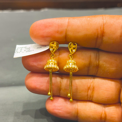 SOUTH INDIA 6.41gms EARRINGS 22K Yellow Gold