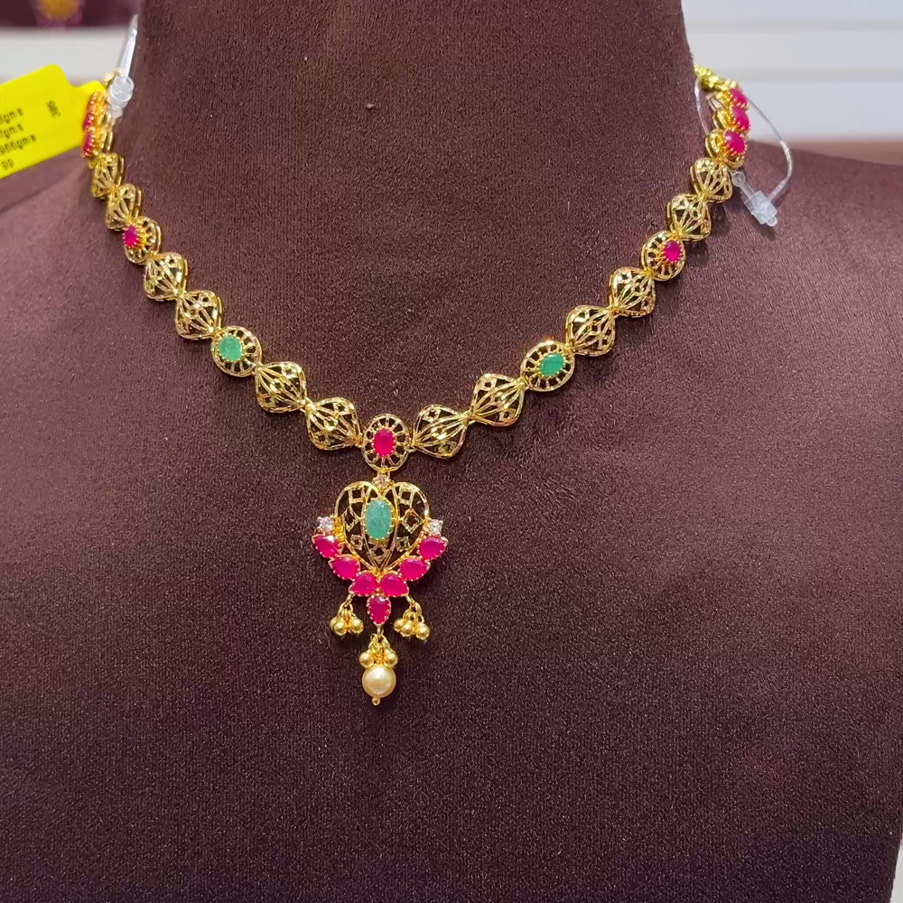 SwarnaKanchi 10.966gms NECKLACE 22K Yellow Gold