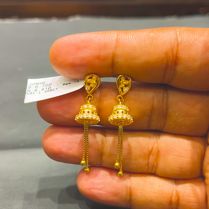 SOUTH INDIA 6.41gms EARRINGS 22K Yellow Gold