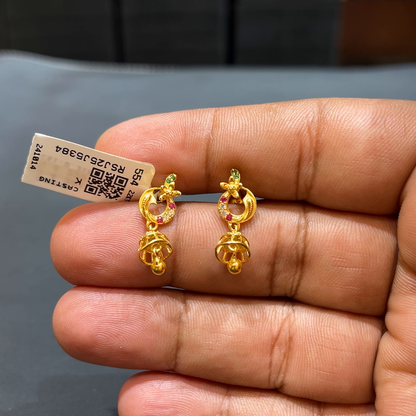 SOUTH INDIA 4.229gms EARRINGS 22K Yellow Gold