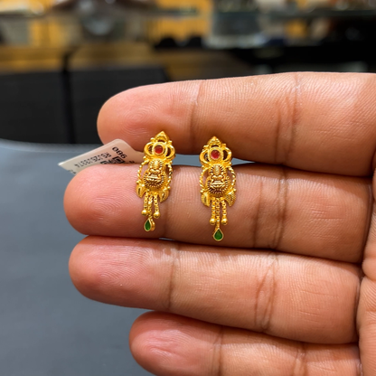 SOUTH INDIA 2.485gms EARRINGS 22K Yellow Gold