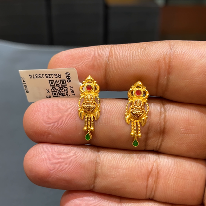 SOUTH INDIA 2.485gms EARRINGS 22K Yellow Gold