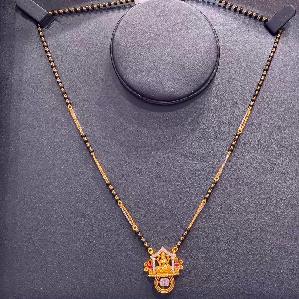 SOUTH INDIA 7.296gms SHORT BLACK BEADS 22K Yellow Gold