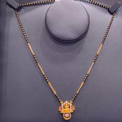 SOUTH INDIA 7.296gms SHORT BLACK BEADS 22K Yellow Gold