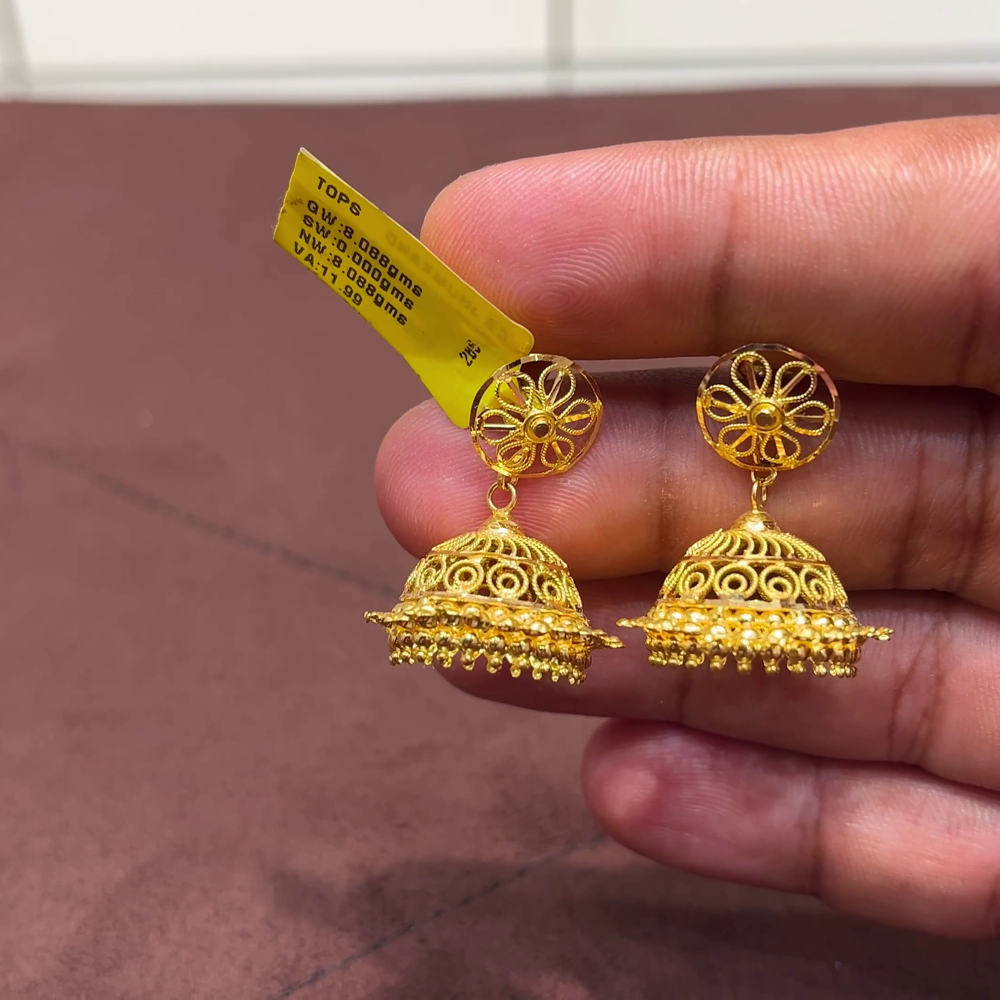 SwarnaKanchi 8.088gms EARRINGS 22K Yellow Gold