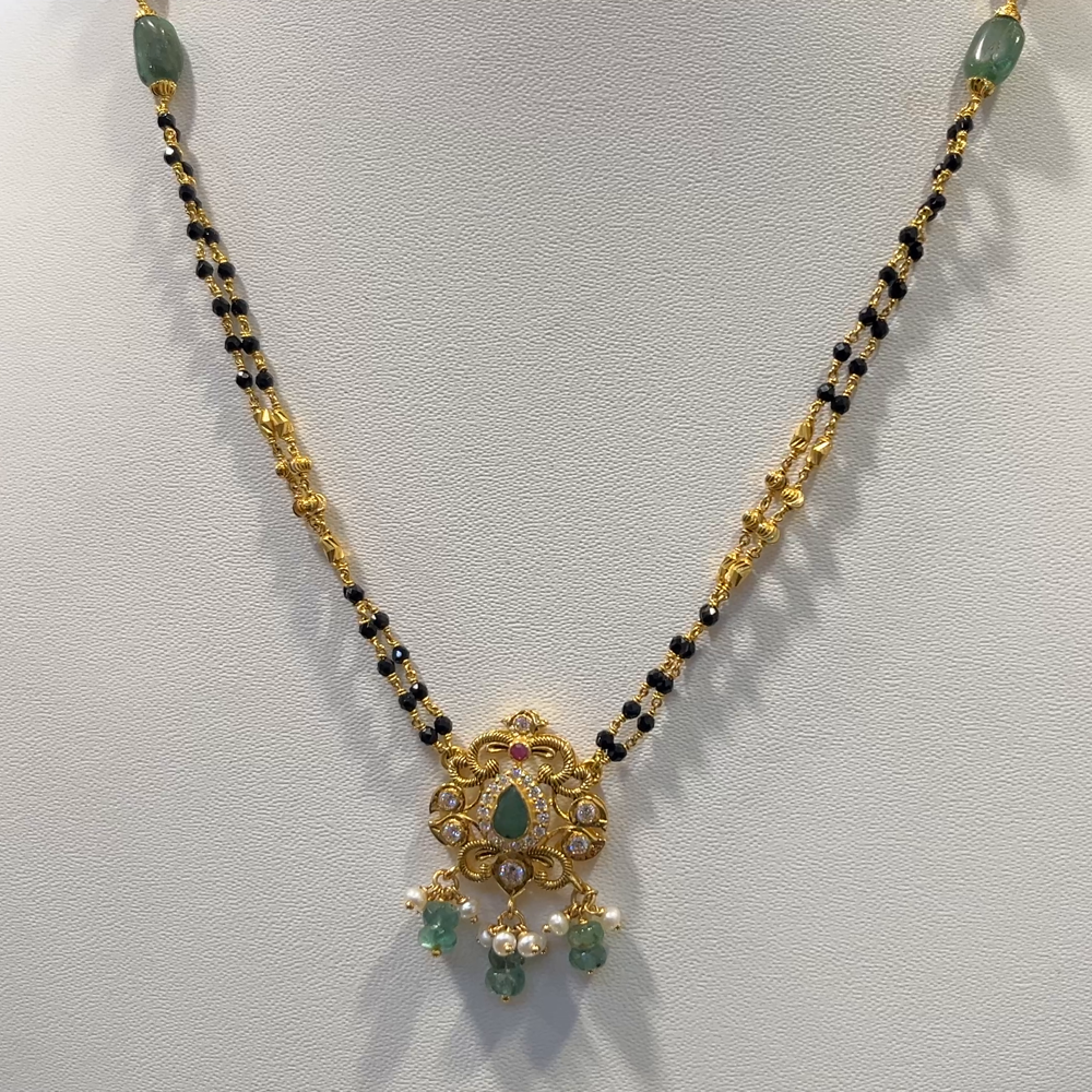 SRI RAM 11.574gms SHORT BLACK BEADS 22K Nakshi