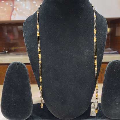 MUKUNDA JEWELLERS 12.32gms Long Black Beads 22K Yellow Gold